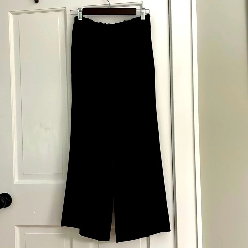 Lauren Ralph Lauren Black Pull On Wide Leg Crop Dress Pants size 14 Fully Lined
